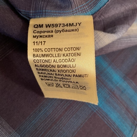 Wrangler Cotton Retro Western Pearl-snap L/S Plaid Shirt Navy Teal Cream Size XL - Picture 9 of 11